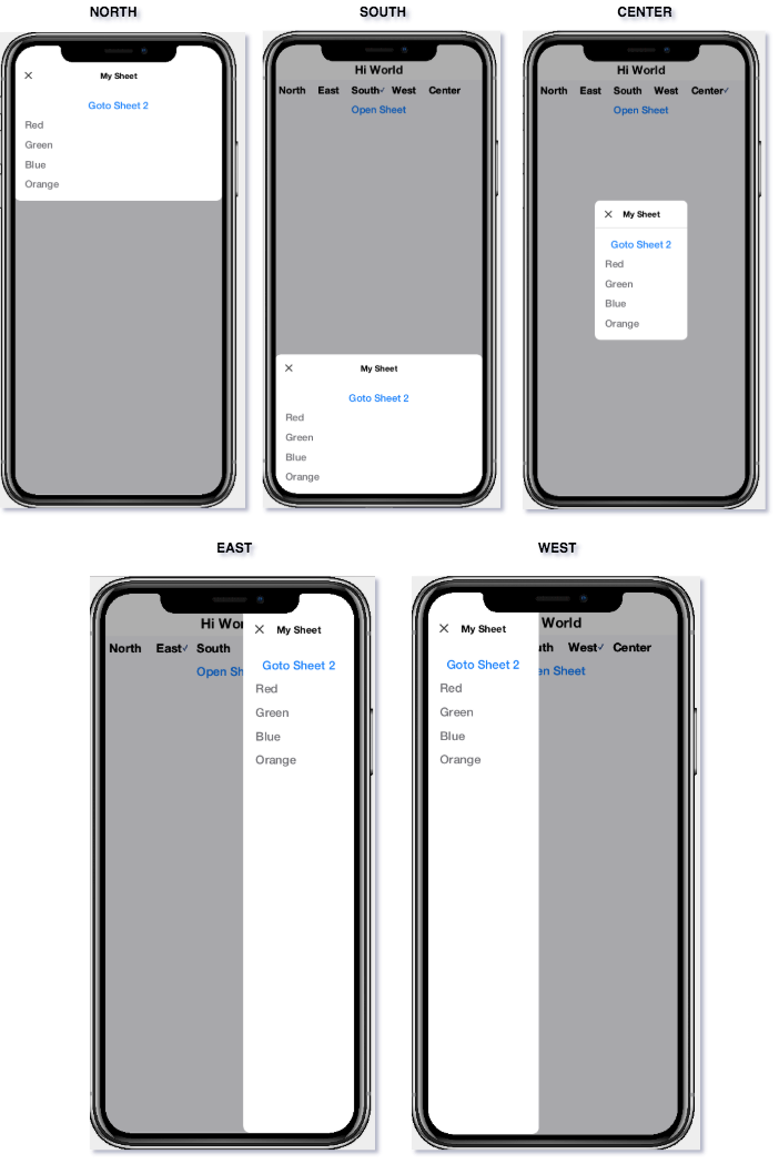 Sheet component positions