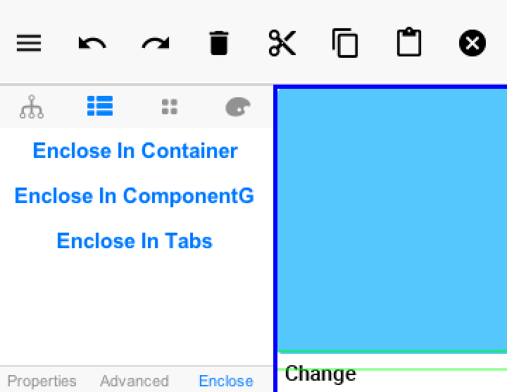 When we toggle on multi-select mode and select several components we can then enclose them in a Container
