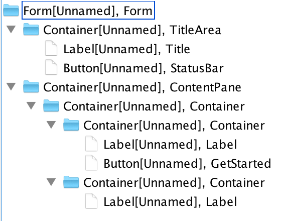 Component hierarchy for the getting started hello world app