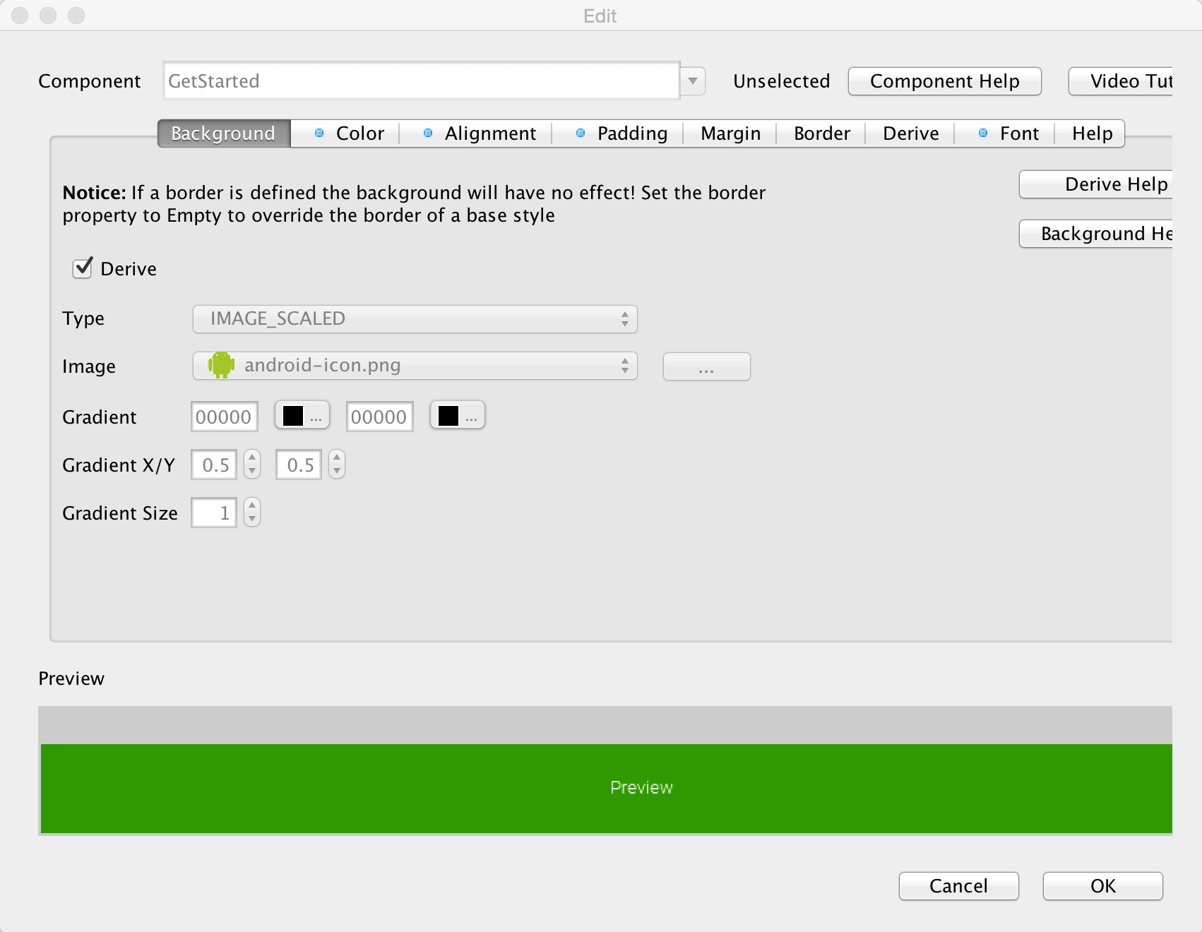The GetStarted UIID in the theme file