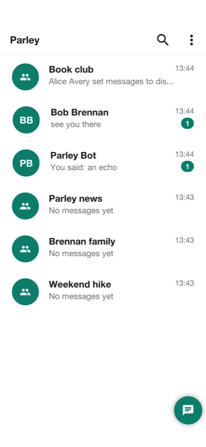 The Parley chat list
