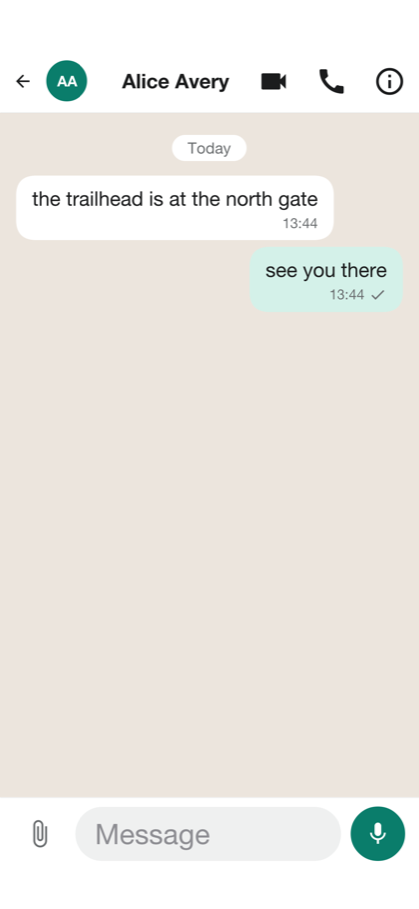 An encrypted Parley conversation