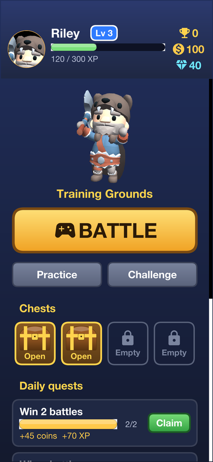 The Skirmish home screen