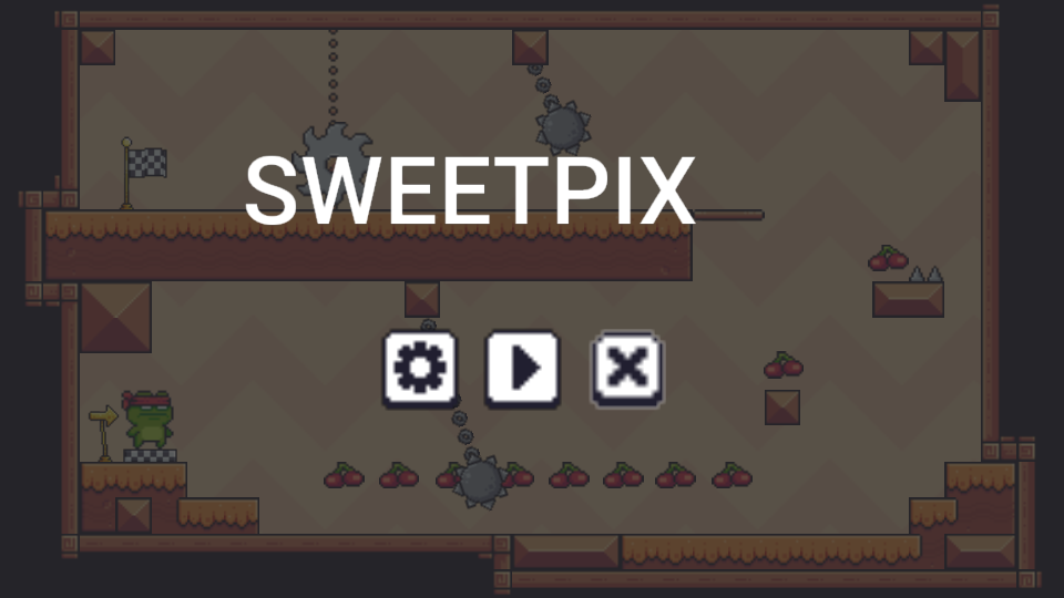 The Fruitopia menu running on the Codename One runtime: the title and three buttons over a tile map backdrop