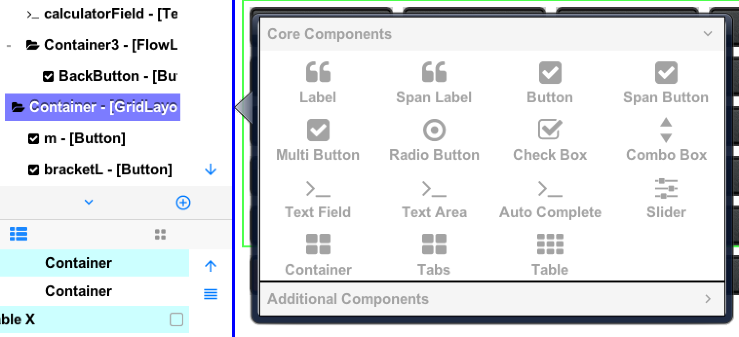 New popup palette UI