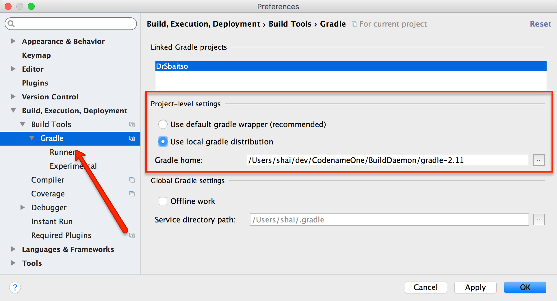 Local gradle config