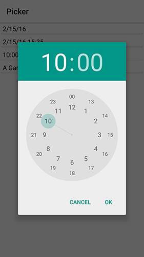 Android native time picker