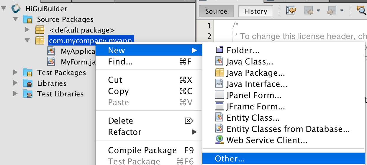 Right click the package select New -> Other