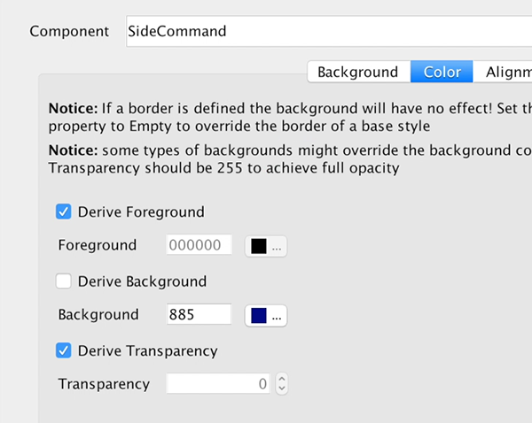 Color for the Selected/Pressed SideCommand